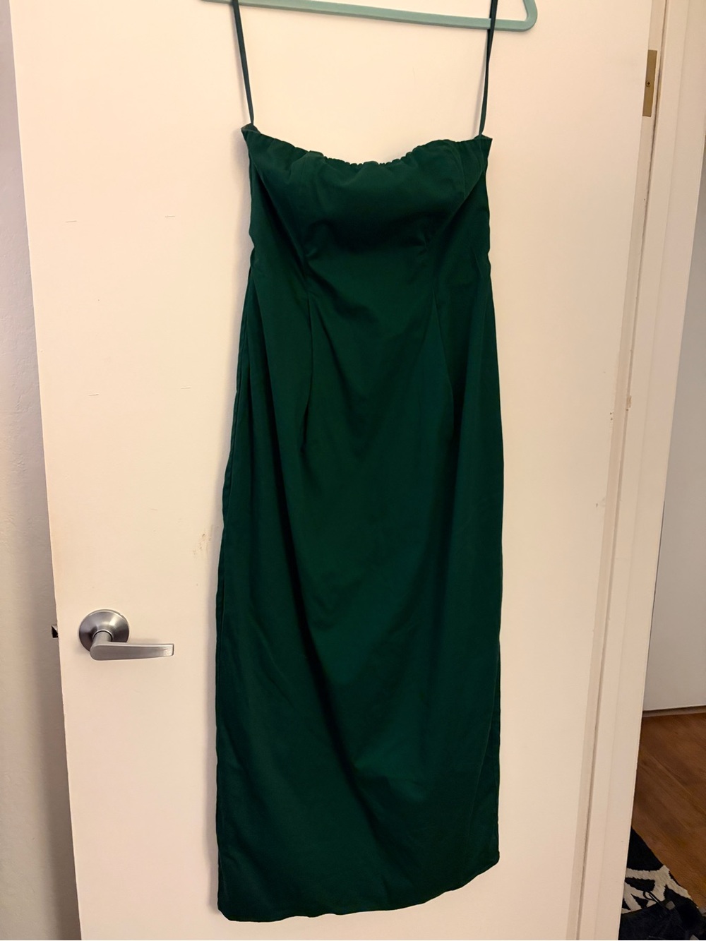 ASOS Dark Green Midi Slip Dress with Spaghetti Straps
